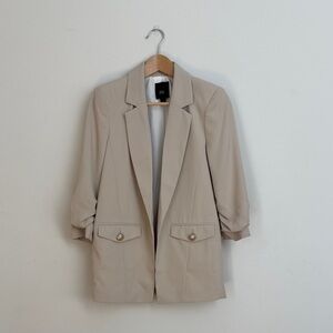 Beige Women's Blazer Jacket - Classic Tailored Coat